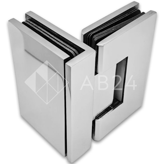 Петля Альфа α FDP-153 Премиум стекло-стекло 90°, нержавейка/полированный