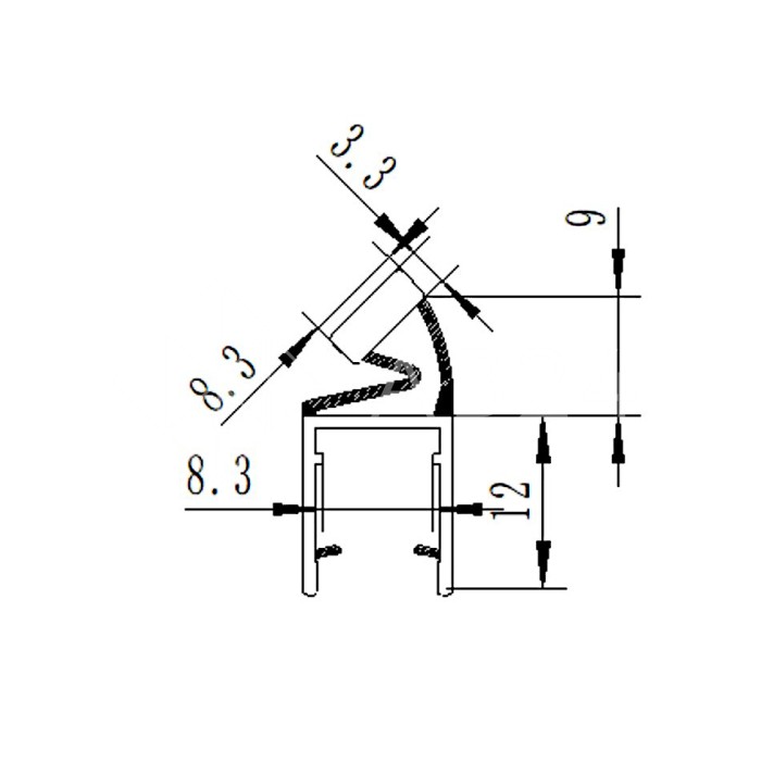 Уплотнитель ПРЕМИУМ магнитный регулируемый прозрачный, белый магнит 2.2 м под стекло 8 мм FDPP-504.8