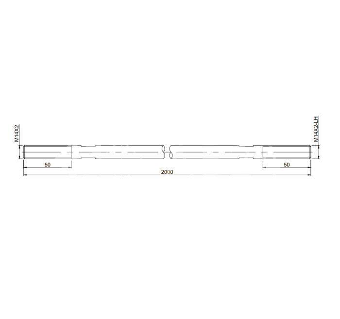 Ванта (тяга) FN-142 для стеклянного козырька М14, ванта 2000 мм, нержавейка/матовый