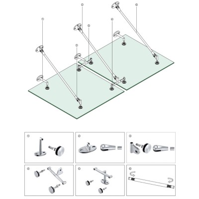 Ванта (тяга) FN-142 для стеклянного козырька М14, ванта 2000 мм, нержавейка/матовый