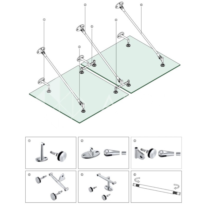 Ванта (тяга) FN-142 для стеклянного козырька М14, ванта 2000 мм, нержавейка/матовый