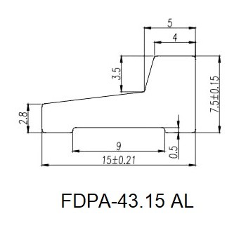 Порог алюминиевый FDPA-43.15 для душевой 1.5 м, алюминий/оружейная сталь