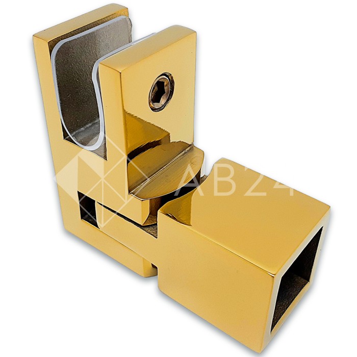 Держатель стекла FDC-52, 15х15 торцевой регулируемый, нержавейка/золото