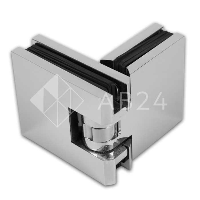 Петля Аврора FDP-181 стекло-стекло 180° с крышками, латунь/хром