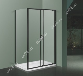 Комплект угловой раздвижной душевой кабины FDS-107 размером 800 х 1200 х 1900 алюминий/черный