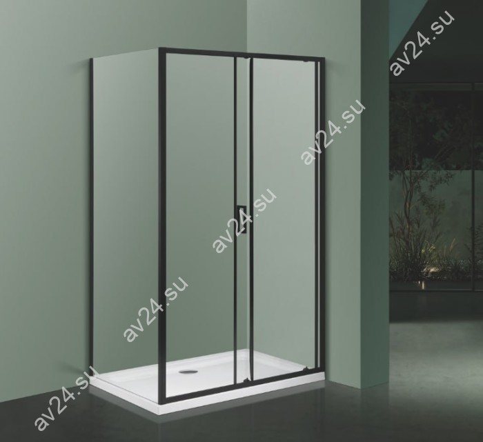 Комплект угловой раздвижной душевой кабины FDS-107 размером 800 х 1200 х 1900 алюминий/черный