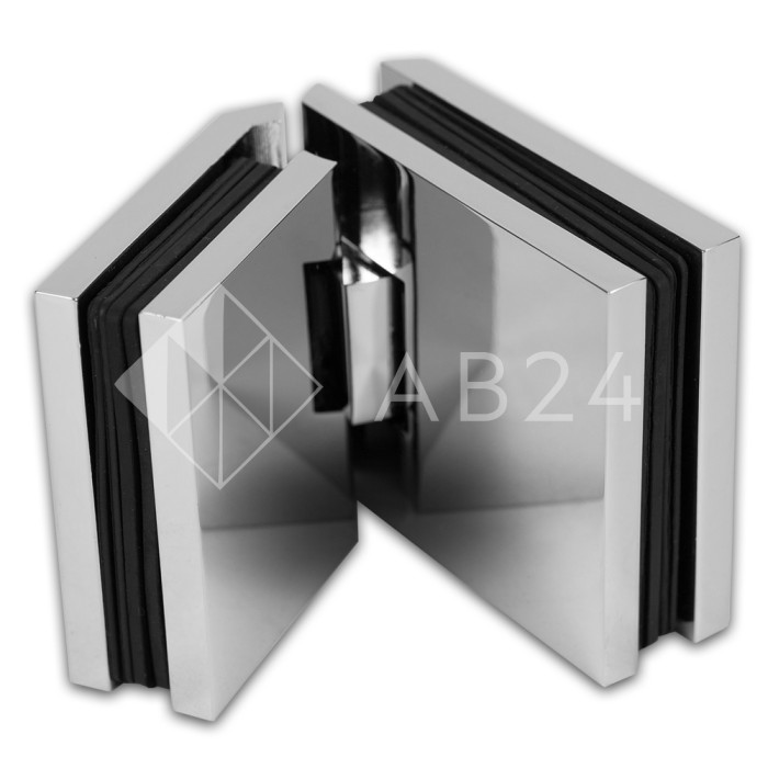 Петля Аврора FDP-185 стекло-стекло 135° с крышками, латунь/хром