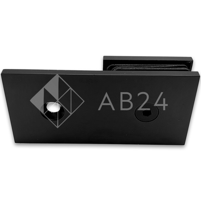 Коннектор для стекла Альфа α FDK-15, стена-стекло 180° с пластиной, нержавейка/черный