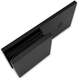 Коннектор для стекла Альфа α FDK-15, стена-стекло 180° с пластиной, нержавейка/черный