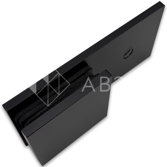 Коннектор для стекла Альфа α FDK-15, стена-стекло 180° с пластиной, нержавейка/черный