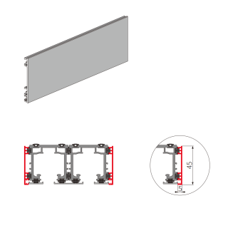 Крышка трека FDS-192.6 боковая для раздвижной системы Диона FDS-19, длина 6м, алюминий/черный