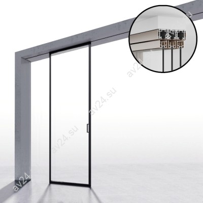 Комплект раздвижной системы DSK-190.1.2 AL/BN на 1 дверь (1+0) открытое крепление в потолок, алюминий/коричневый