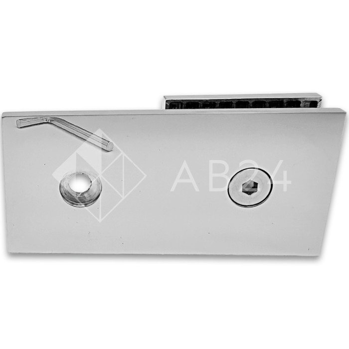 Коннектор для стекла Альфа α FDK-15, стена-стекло 180° с пластиной, нержавейка/полированный