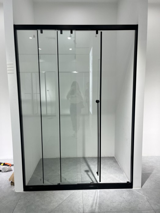 Раздвижная система Нимфа FDS-9 в проем телескопическая, нержавейка/черный