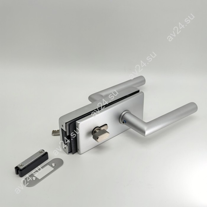 Замок с магнитным ригелем FMZ-42 с ответной частью на стену с притвором механизм ключ/ключ, алюминий/анодированный