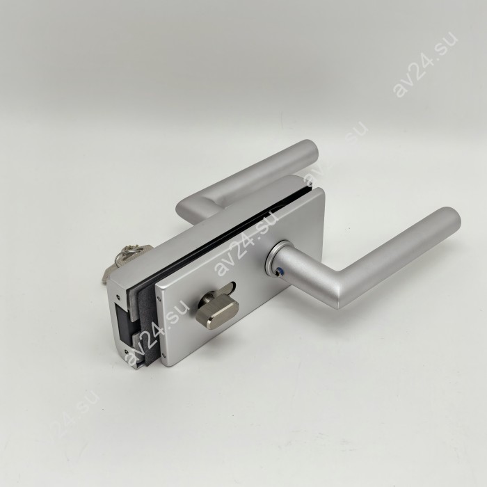 Замок с магнитным ригелем FMZ-42 с ответной частью на стену с притвором механизм ключ/ключ, алюминий/анодированный