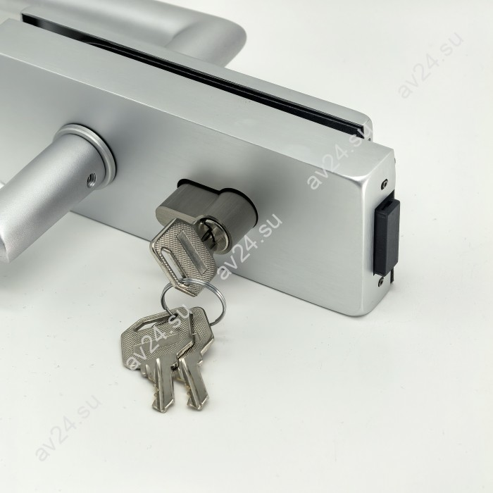 Замок с магнитным ригелем FMZ-42 с ответной частью на стену с притвором механизм ключ/ключ, алюминий/анодированный