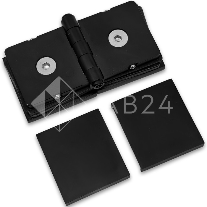 Коннектор для стекла Пегас FDK-101, 45х45 мм стекло-стекло 0°-180°, латунь/черный