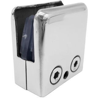 Крепление стекла FKK-85, 46х44 к плоской трубе или полу, нержавейка/полированный