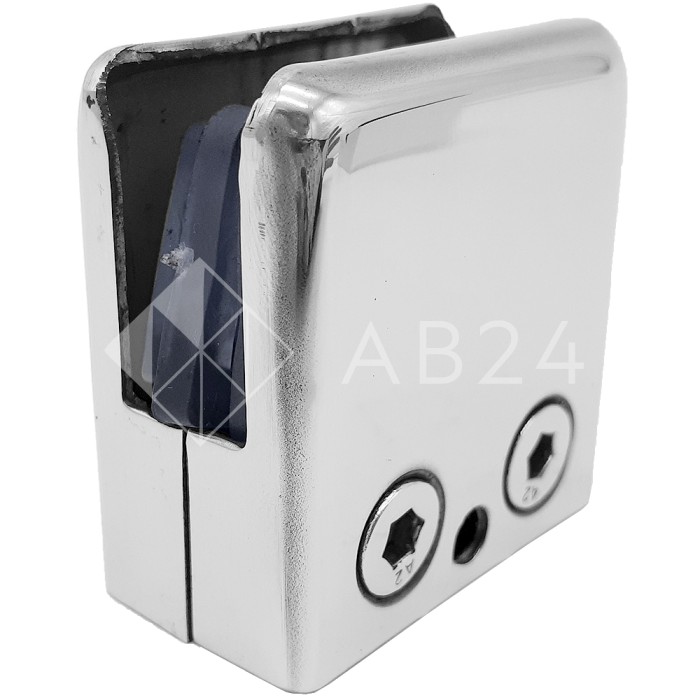 Крепление стекла FKK-85, 46х44 к плоской трубе или полу, нержавейка/полированный