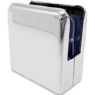 Крепление стекла FKK-85, 46х44 к плоской трубе или полу, нержавейка/полированный