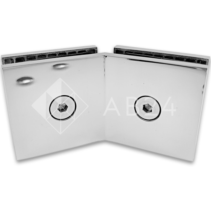 Коннектор для стекла Альфа α FDK-18, стекло-стекло 135°, нержавейка/полированный