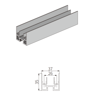 Профиль FMPA-6.4 для стекла верхний/нижний, длина 4 м, для системы Диона FDS-19, алюминий/черный