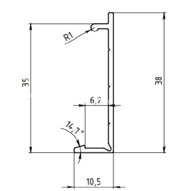 Крышка FKP-442.3 СВЕТЛЕЕ для зажимного профиля FKP-443, 3м, алюминий/золото
