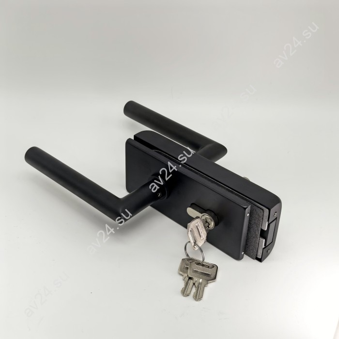 Замок с магнитным ригелем FMZ-42 с ответной частью на стену с притвором механизм ключ/ключ, алюминий/черный