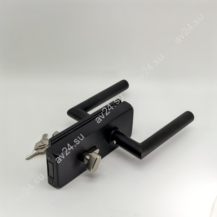 Замок с магнитным ригелем FMZ-42 с ответной частью на стену с притвором механизм ключ/ключ, алюминий/черный