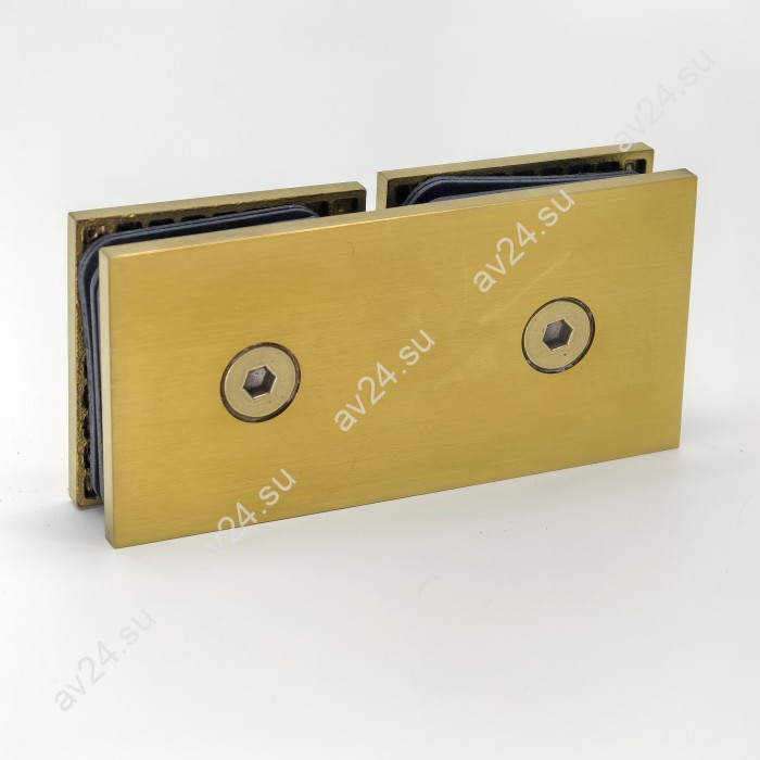 Коннектор для стекла Альфа α FDK-16, стекло-стекло 180°, нержавейка/брашированное золото