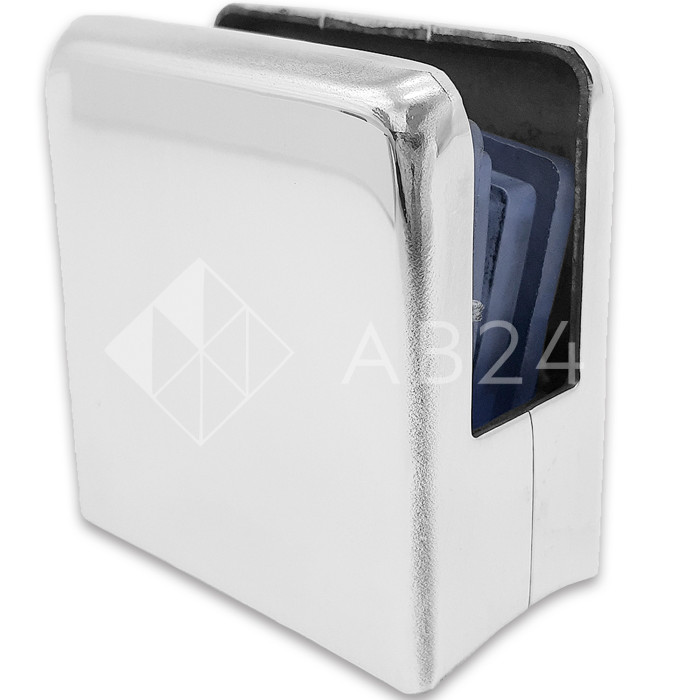 Крепление стекла FKK-87, 46х44 к круглой трубе Ø38, нержавейка/полированный