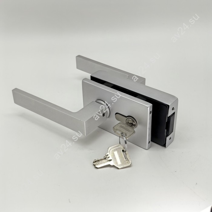 Замок с магнитным ригелем FMZ-43 с ответной частью на стену, с притвором, механизм ключ/вертушка, алюминий/анодированный