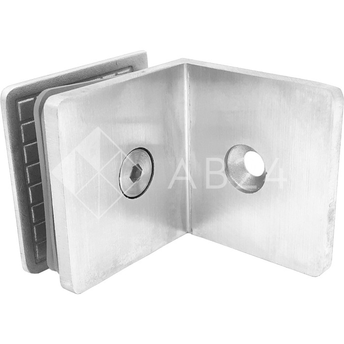 Коннектор для стекла Бета β FDK-23, стена-стекло 90° с пластиной, нержавейка/матовый