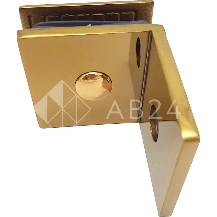 Коннектор для стекла Бета β FDK-23, стена-стекло 90° с пластиной, цинк/золото