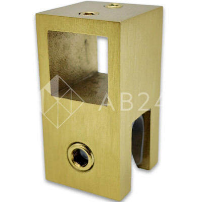 Держатель стекла FDC-53 сквозной 15х15, нержавейка/брашированное золото (светлее)