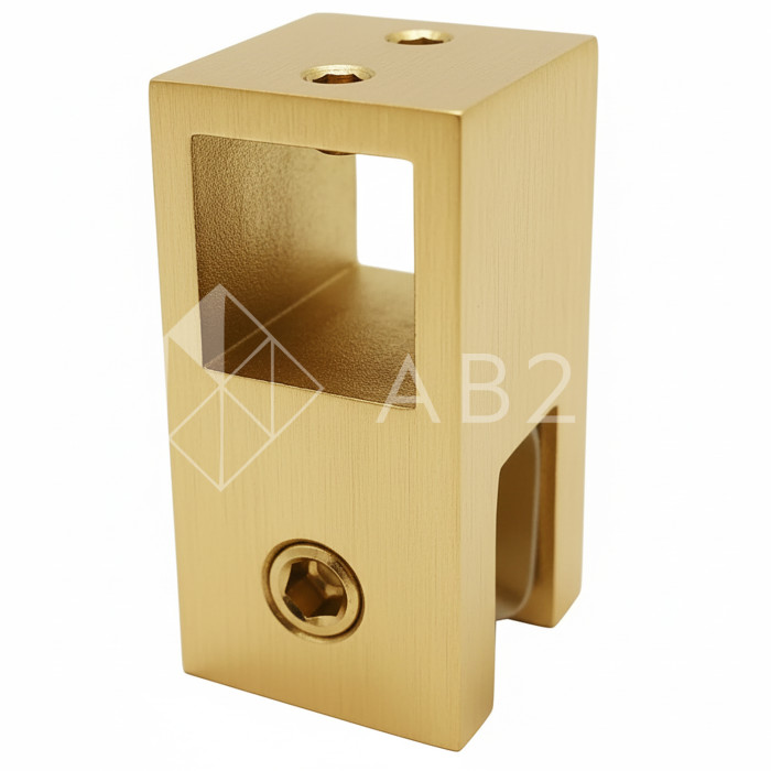 Держатель стекла FDC-53 сквозной 15х15, нержавейка/брашированное золото (светлее)