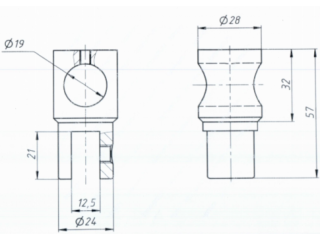 Держатель стекла FDC-11.1 трубы 19 сквозной 0°-360°, латунь/золото