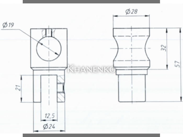 Держатель стекла FDC-11.1 трубы 19 сквозной 0°-360°, латунь/золото