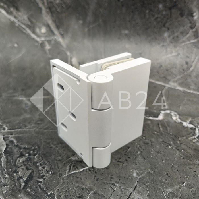 Петля Майя FDP-170 стена-стекло, открывание 90°, латунь/белый