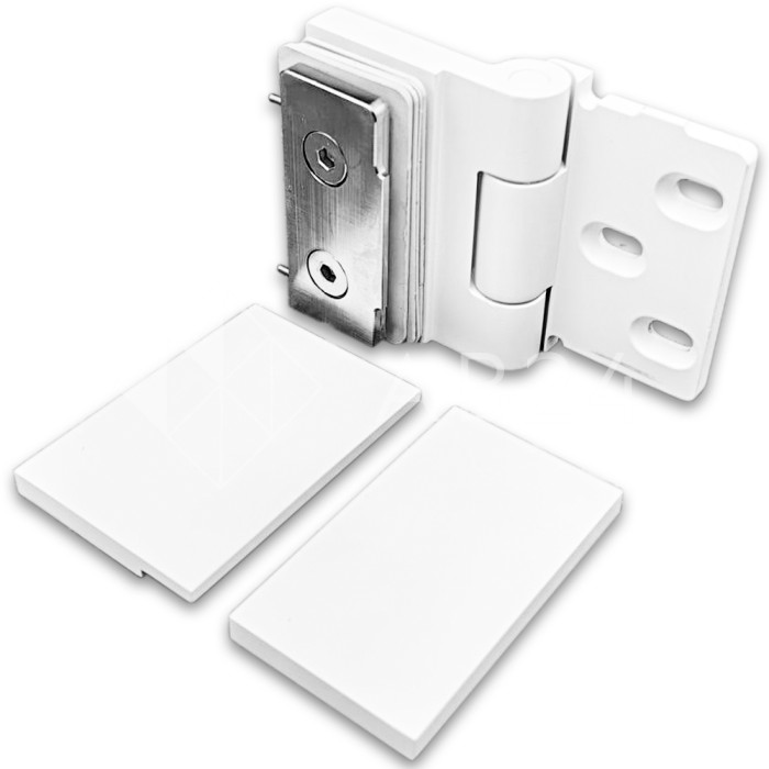 Петля Майя FDP-170 стена-стекло, открывание 90°, латунь/белый