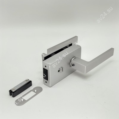 Замок с магнитным ригелем FMZ-44 с ответной частью на стену, с притвором механизм сантехническая защелка/вертушка, алюминий/анодированный