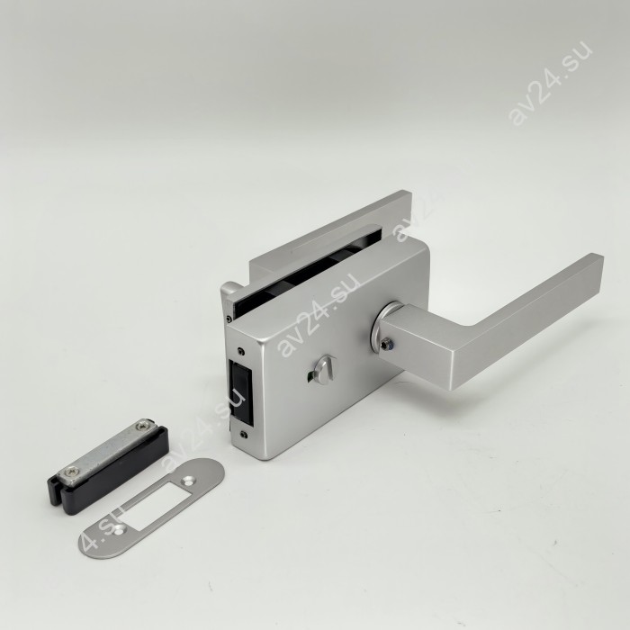 Замок с магнитным ригелем FMZ-44 с ответной частью на стену, с притвором механизм сантехническая защелка/вертушка, алюминий/анодированный