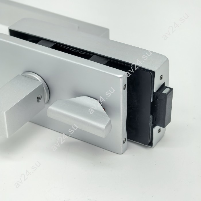 Замок с магнитным ригелем FMZ-44 с ответной частью на стену, с притвором механизм сантехническая защелка/вертушка, алюминий/анодированный