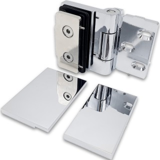 Петля Майя FDP-170 стена-стекло, открывание 90° наружу, латунь/хром