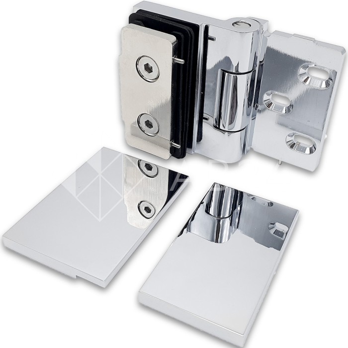 Петля Майя FDP-170 стена-стекло, открывание 90° наружу, латунь/хром