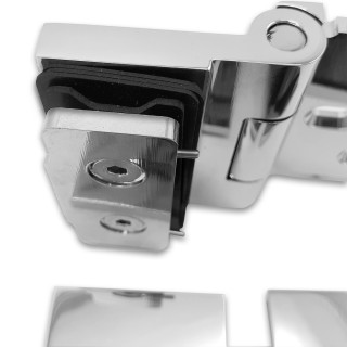 Петля Майя FDP-170 стена-стекло, открывание 90° наружу, латунь/хром