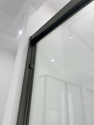 Раздвижная система Нимфа FDS-8 в проем, нержавейка/черный