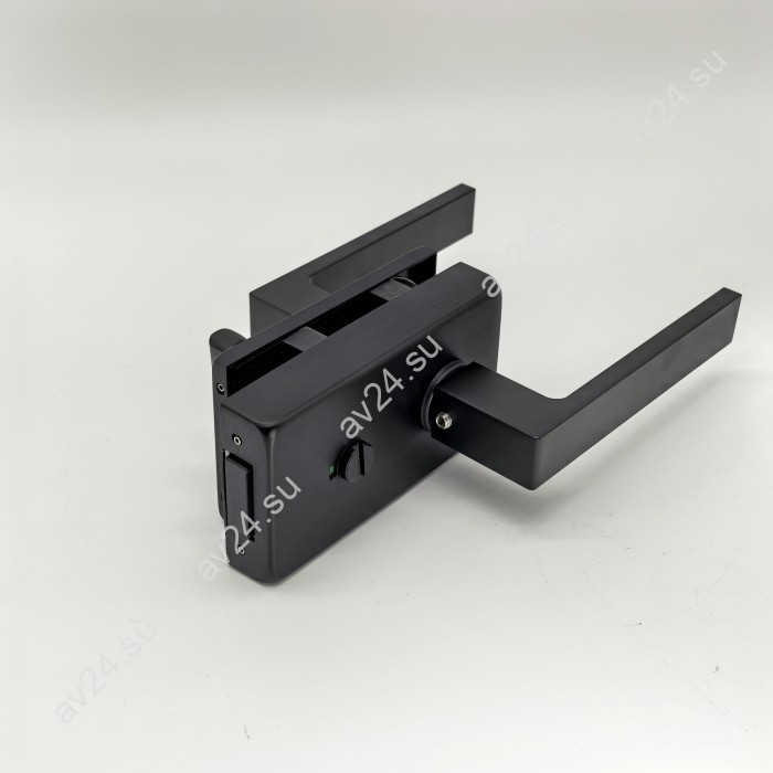 Замок с магнитным ригелем FMZ-44 с ответной частью на стену, с притвором механизм сантехническая защелка/вертушка, алюминий/черный
