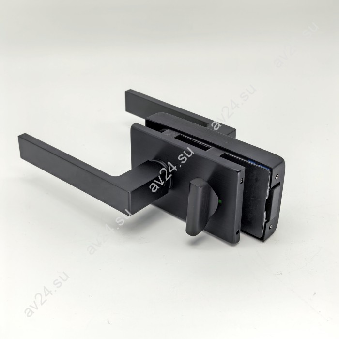 Замок с магнитным ригелем FMZ-44 с ответной частью на стену, с притвором механизм сантехническая защелка/вертушка, алюминий/черный